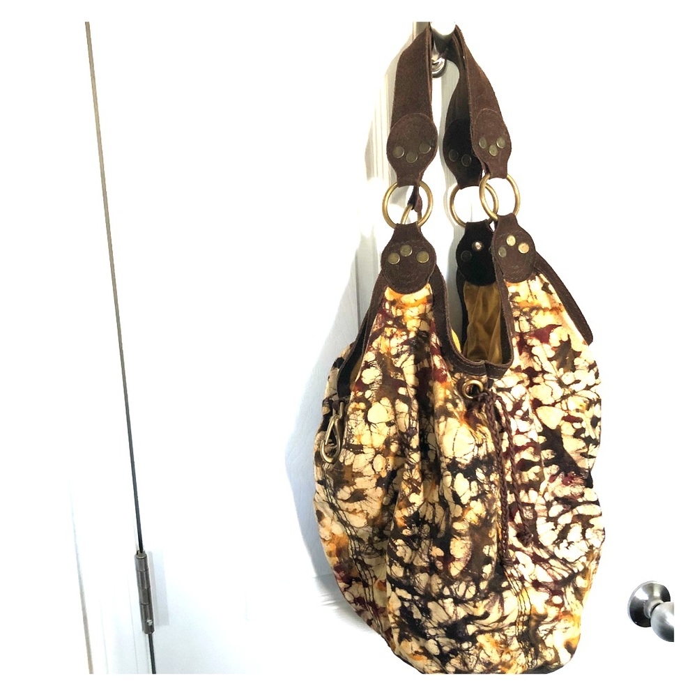 Lucky Brand 🍀 Batik print canvas & suede bag